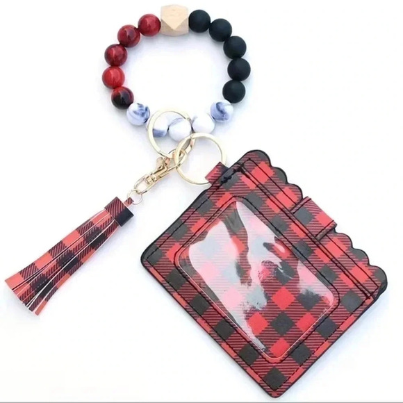 1 LEFT! Buffalo Plaid Bangle Wristlet Wallet - Picture 1 of 3